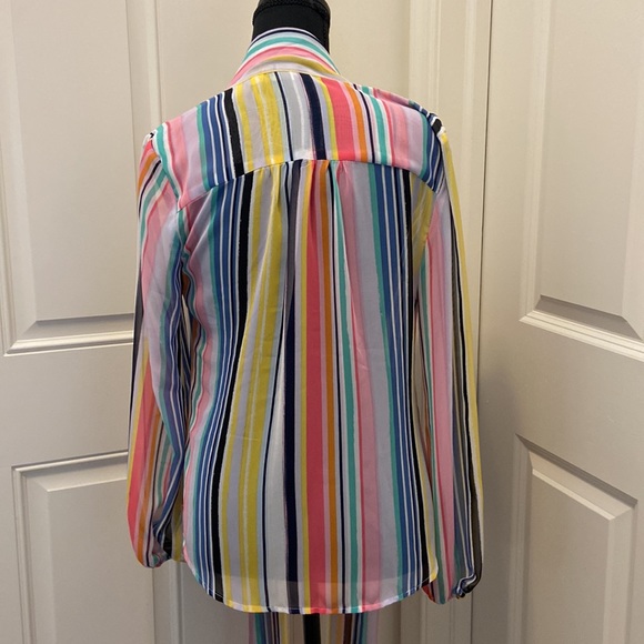 New York & Company - Women's Striped Bow-Accent Button Down Blouse (NWOT) - Picture 3 of 6